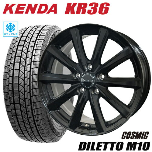 スタッドレスタイヤ 2023年製 225/60R17 KENDA KR36 ICETEC NEO ケンダKR36 アイステックネオ COSMIC DILETTO M10 コスミック ディレットM10 7.0-17 5/114 ブラック シーマ フーガ アルファード ヴェルファイア フォレスター タイヤ付ホイール4本セット