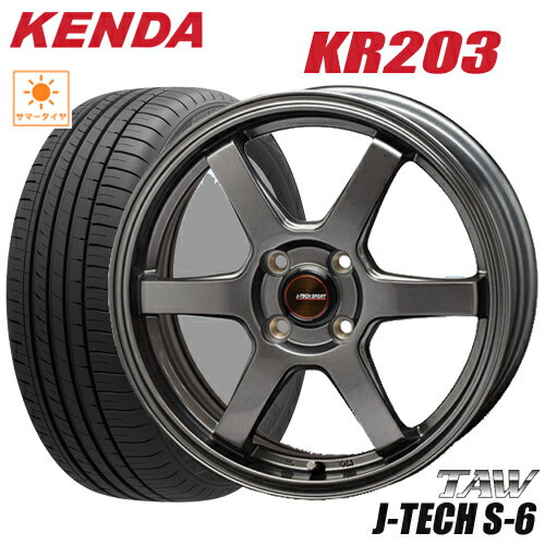 サマータイヤ 155/65R14 KENDA KR203 KENETICA ECO ケンダKR203 トライアルファ ジェイテックS-6 TAW J-TECH S-6 4.5-14 4/100 +45 ガンメタ サクラ デイズ N-BOX スペーシア アルト タイヤ付ホイール4本セット