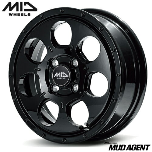 アルミホイール 15インチ MID MUD AGENT 4.50-15 4/100 +45 セミグロスブラック スペーシア N-BOX ハスラー タフト ソリオ デリカD:2 デリカミニ 1本価格