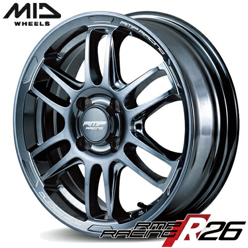 アルミホイール 16インチ MID RMP RACING R26 マルカインテリジェントデザイン リマスターピース レーシング アールエムピーレーシング 6.00-16 4/100 +43 ディープチタンシルバー フィット ヤリス ライズ ロッキー マツダ2 クロスビー 4本価格