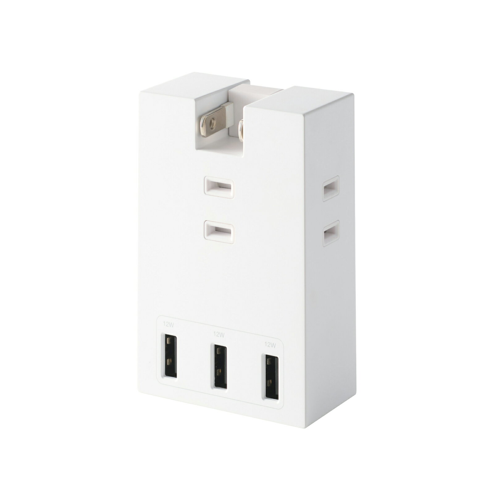 Rakuten - エレコム 電源タップ 3個口 USB-A×3 USB コンセント 15W 直挿し 180度スイングプラグ 雷ガード ホコリ防止シャッター付き ホワイト ECT-37-3A3WH 公式店
