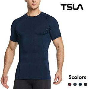 (テスラ)TESLA メンズ オールシーズン 半袖 ラウンドネック スポーツシャツ [UVカット・吸汗速乾] コンプレッションウェア パワーストレッチ アンダーウェア MUB33