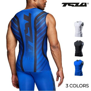 (テスラ)TESLA タンクトップ メンズ ラウンドネック ノースリーブ スポーツシャツ [UVカット・吸汗速乾] コンプレッション パワーストレッチ アンダーウェア スポーツインナー シャツ MUA85