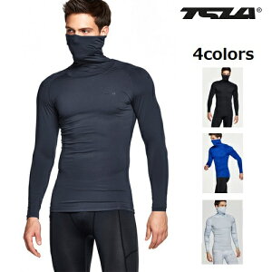 (テスラ)TESLA コンプレッションシャツ メンズ スポーツウェア 長袖 ハイネックフードシャツ [UVカット・吸汗速乾] コンプレッションウェア ランニングウェア スポーツ シャツ