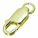 シルバー925 クラスプ 【ロブスター】(丸カン付 16mm イエローカラー《10個》 留め具 金具 エンドパーツ イエローカラーコーティング