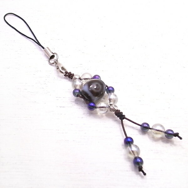 三眼天珠 ストラップ 天珠 クリスタル水晶 dzi-beads  ディージー・ビー...