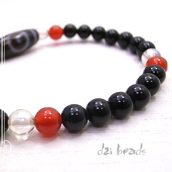 天地天珠 ブレスレット 天珠 オニキス カーネリアン クリスタル水晶 ブレス dzi-beads [ ディージー・ビーズ ] 天然石 パワーストーン