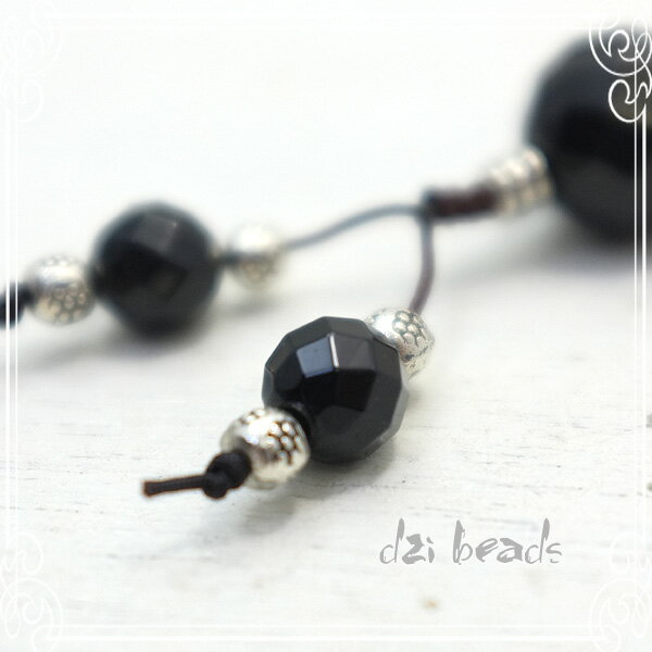 パワーストーンストラップ オニキス dzi-beads [ ディージー・ビーズ ] 天然石 パワーストーン 作家 de-11-48