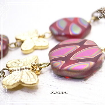 チェコビーズの蝶のイヤリング 【Kasumi〜かすみ〜】 アクセサリー/作家/ハンドメイド