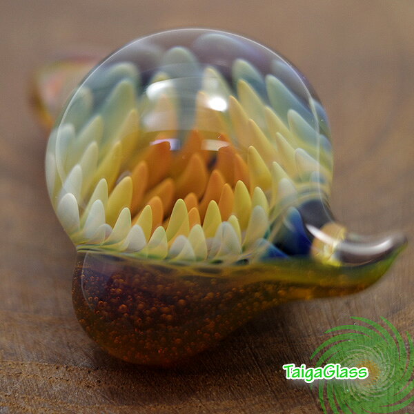 イエロー フラワー ペンダントトップ パイレックス ガラスペンダント 【TaigaGlass】