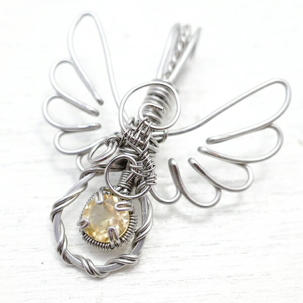 シトリンのワイヤーアートペンダント...