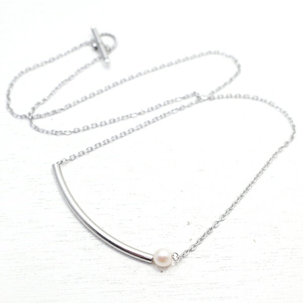 Rakuten - 淡水パールとチューブのネックレス 【Charm on】 アクセサリー/作家/ハンドメイド