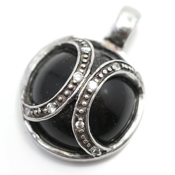 オニキス・ジルコニアデザインシルバーペンダントトップ 天然石 Lara collection [ ララ コレクション ]