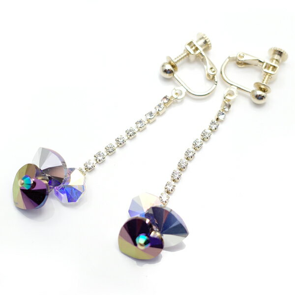 乐天商城 - スワロフスキービーズの紫色の花をイメージしたイヤリング 【Kasumi～かすみ～】 アクセサリー/作家/ハンドメイド