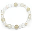 ルチルクォーツ・淡水パール・水晶のブレスレット 【Charm on】 アクセサリー/作家/ハンドメイド