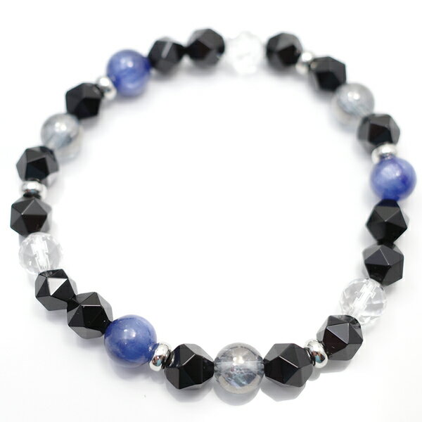 カイヤナイト・オニキスのブレスレット 【Charm on】 アクセサリー/作家/ハンドメイド