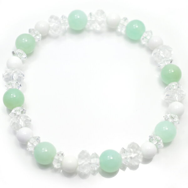 クリソプレーズ・ホワイトオニキス・水晶のブレスレット 【Charm on】 アクセサリー/作家/ハンドメイド