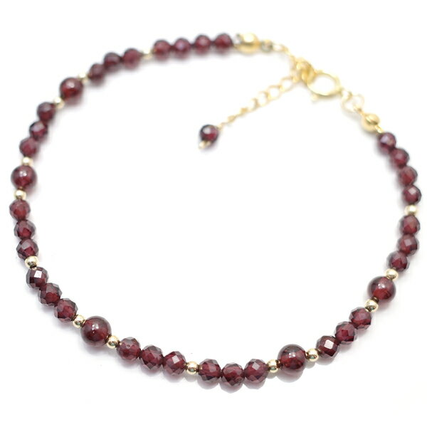 ガーネット・14Kゴールドフィルドのブレスレット 【Charm on】 アクセサリー/作家/ハンドメイド