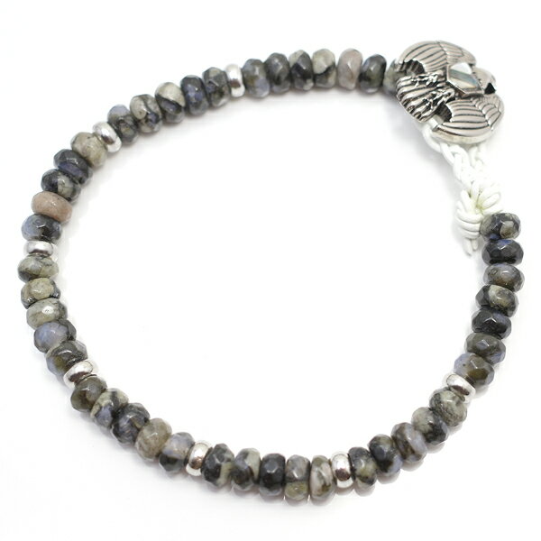 ケセラストーン(コングロメレイト)の革紐ブレスレット 【Charm on】 アクセサリー/作家/ハンドメイド