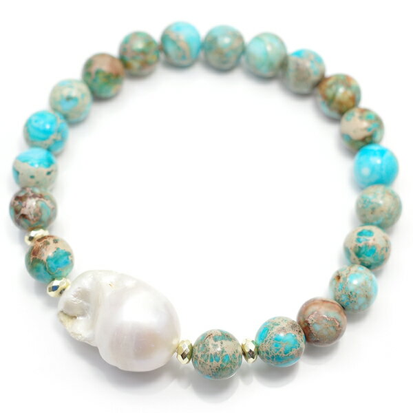 アンティーク調ターコイズ&大粒バロック真珠 ブレスレット 16cm / BUTTERFLY [ バタフライ ]