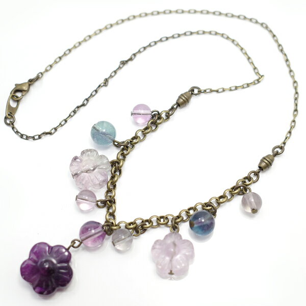 フローライト花フラワーネックレス天然石