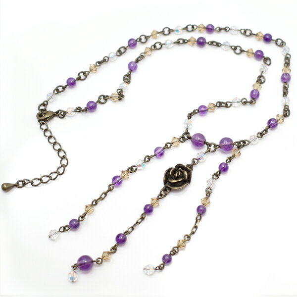 Rakuten - アメジストの薔薇ローズネックレス 【GEM accessory】 天然石