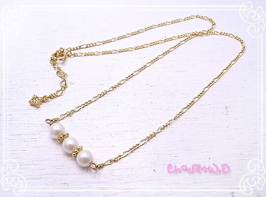 Rhodolite - 3パール ネックレス 3pearl Necklace Ch*eM+W:D[チェムダブリュディー]