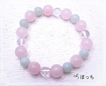 ローズクォーツの春色ブレスレット ハンドメイド天然石ブレスレット[ぼっち] de-33-04