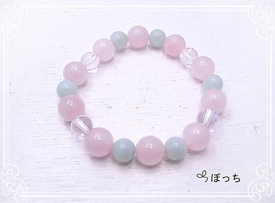 ローズクォーツの春色ブレスレット ハンドメイド天然石ブレスレット[ぼっち] de-33-04