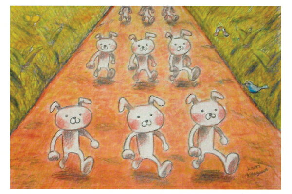 GO!GO！USAGI ポストカード 1枚 手造り工房 North river ピュアな手作り作品♪ de-31-nr-17
