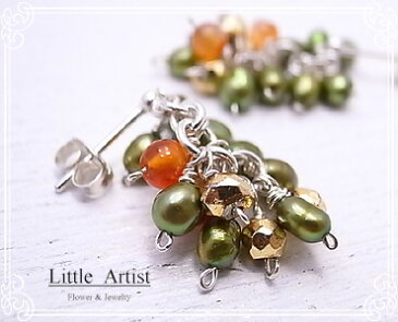 la-01 『Little Artist リトルアーティスト』 もみの木 ピアス 天然石/アクセサリー/作家/手作り/シルバー/淡水パール/オパール