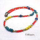 【TAKiques】アンティークガラスビーズネックレス アンティークビーズ/ガラス/天然石/ネックレス/ビンテージ de-74-tq-013