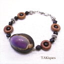 【TAKiques】アンティークビーズ&ハナマルパープルトップブレスレット ガーネット ジャスパー /ガラス/天然石/ブレスレット/ビンテージ