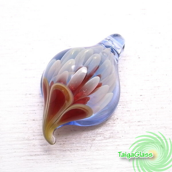 花 フラワー ブルー ペンダントトップ パイレックス ガラスペンダント 【TaigaGlass】