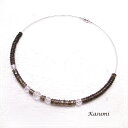 スモーキークォーツと水晶のワイヤーネックレス 天然石 【Kasumi~かすみ~】 アクセサリー/作家/ハンドメイド