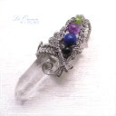 水晶六角柱とミックス ペンダントトップ 天然石 ワイヤーワーク アクセサリー 【ラ・ワンネス】