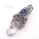 水晶六角柱とラピスラズリ ペンダントトップ 天然石 ワイヤーワーク アクセサリー 【ラ・ワンネス】