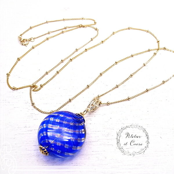 Beads - Long Chain Necklace Capri ロングネックレス ベネチアンビーズ 【Atelier il Cuore [ クオーレ ]】 アクセサリー/ハンドメイド/作家