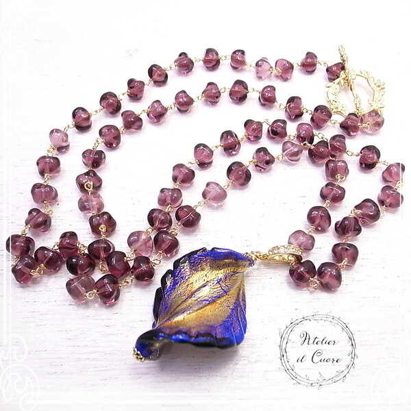 ロングネックレス ヴェネチアン Violetta【Atelier il Cuore [ クオーレ ]】 アクセサリー/ハンドメイド/作家