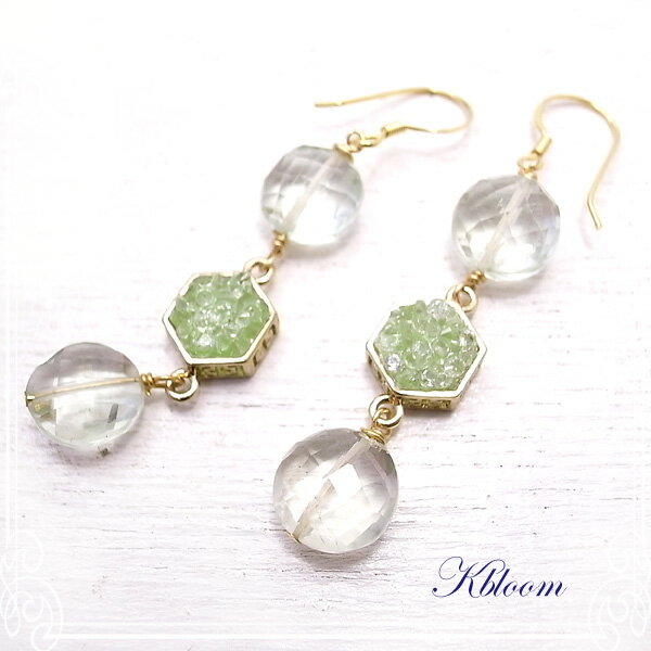 乐天商城 - グリーンアメジストとグリーンジョイントパーツのピアス 天然石 Kbloom [ ケーブルーム ]