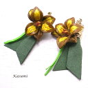 革製の花のイヤリング 【Kasumi~かすみ~】 アクセサリー/作家/ハンドメイド