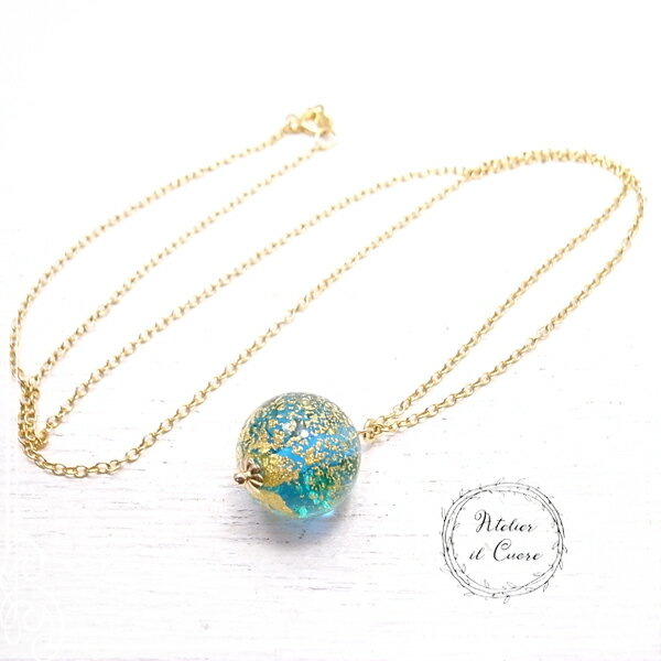 乐天商城 - チェーンネックレス ヴェネチアンSparkle Blue Gold filled 14k 【Atelier il Cuore [ クオーレ ]】 アクセサリー/ハンドメイド/作家