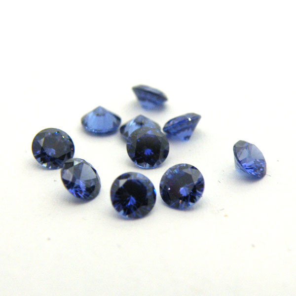 【キュービックジルコニア】 約1.5mm (ブルー) 《100個》 CZ ラウンドカットルース