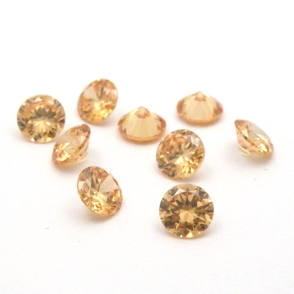 【キュービックジルコニア】 約1.5mm (シャンパン) 《100個》 CZ ラウンドカットルース