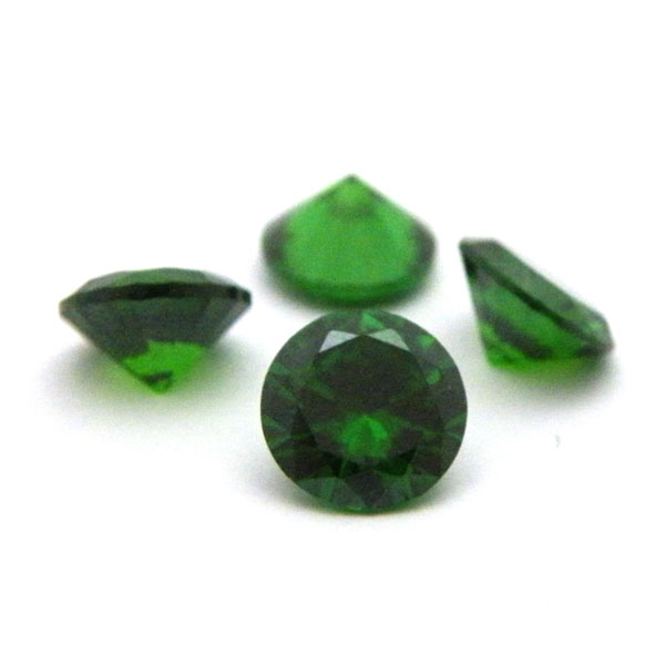 【キュービックジルコニア】 約1.5mm (グリーン) 《100個》 CZ ラウンドカットルース