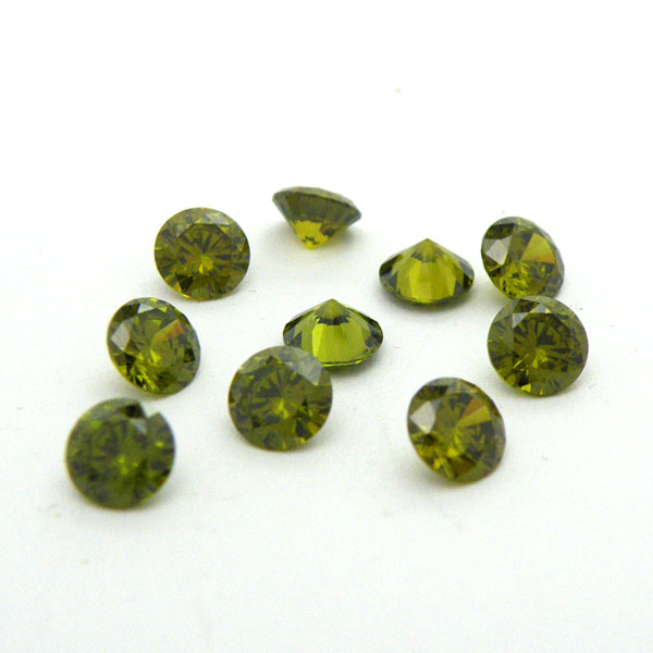 【キュービックジルコニア】 約1.5mm (オリーブ) 《100個》 CZ ラウンドカットルース