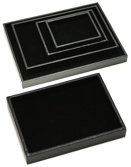 アクセサリー ディスプレイ トレイ 合成皮革 黒色 約305x405x25mm