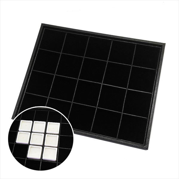 ルースやビーズなどを飾ったり、作業するのに便利な多機能トレイ です。 4x4のルースケースが収納できます。 ※中にセットできるルースケースは以下です。 商品番号：d-t-44 商品名　：多機能トレイ 素材　　：合成皮革/ベルベット サイズ　...