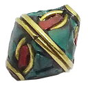 【ネパールビーズ】 ターコイズ/コーラル (合成石) 真鍮ビーズ 《10個セット》 キセキ-リリ kiseki-riri エスニックパーツ