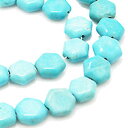 timy-329 合成石ターコイズビーズ 約10x9x4mm ヘキサゴンビーズ 1連約40cm